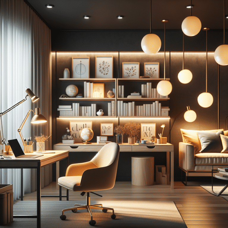 ideias de iluminação para decoração de estudo