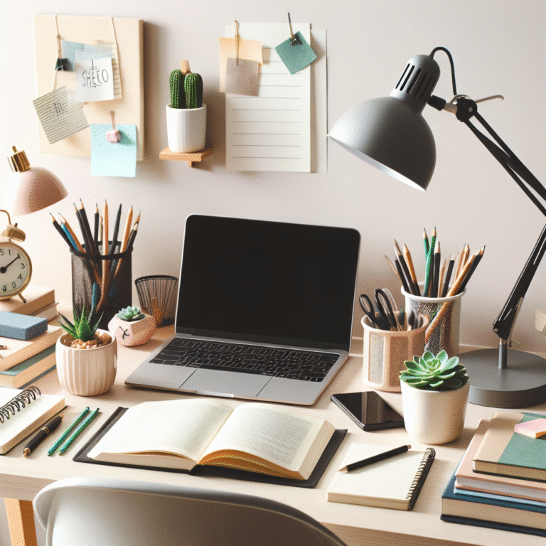 como organizar mesa de estudo em casa