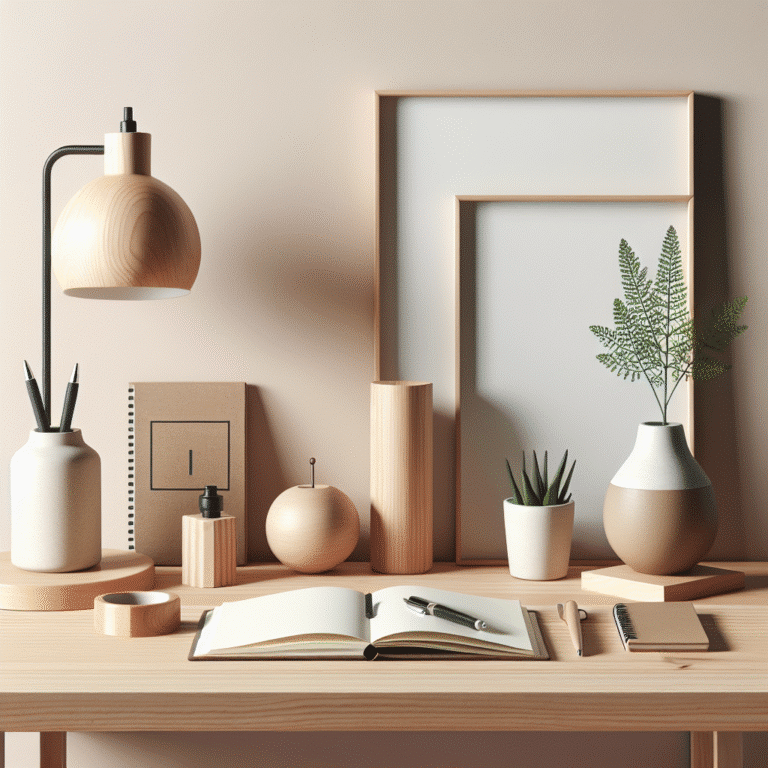 decoração minimalista para mesa de estudos