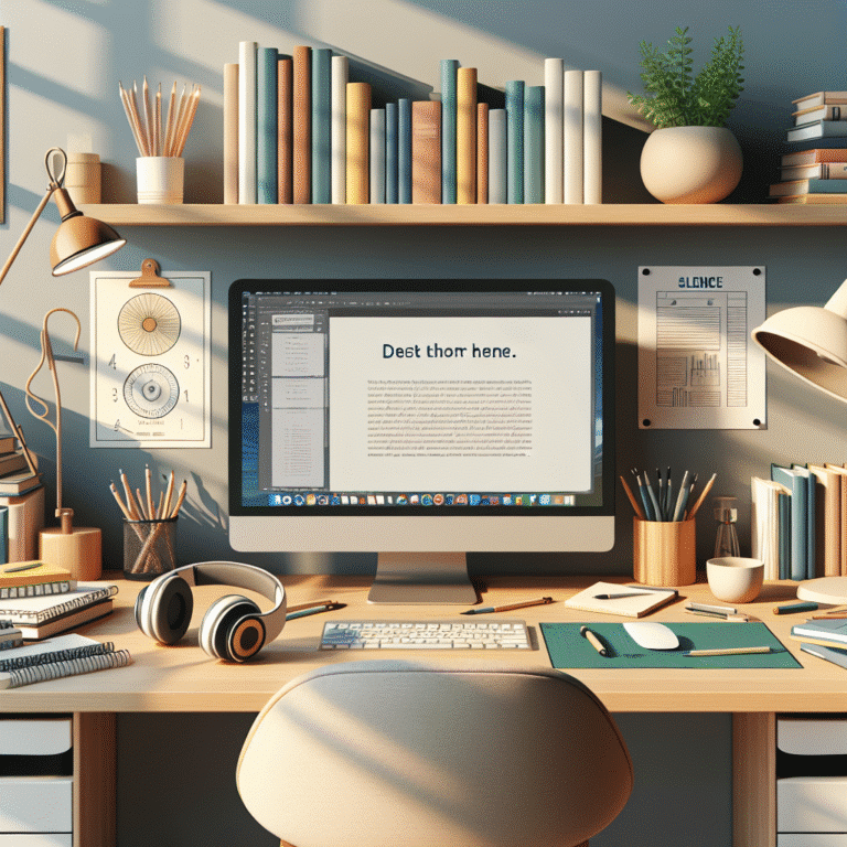 Organização de mesa para um home office voltado para estudos