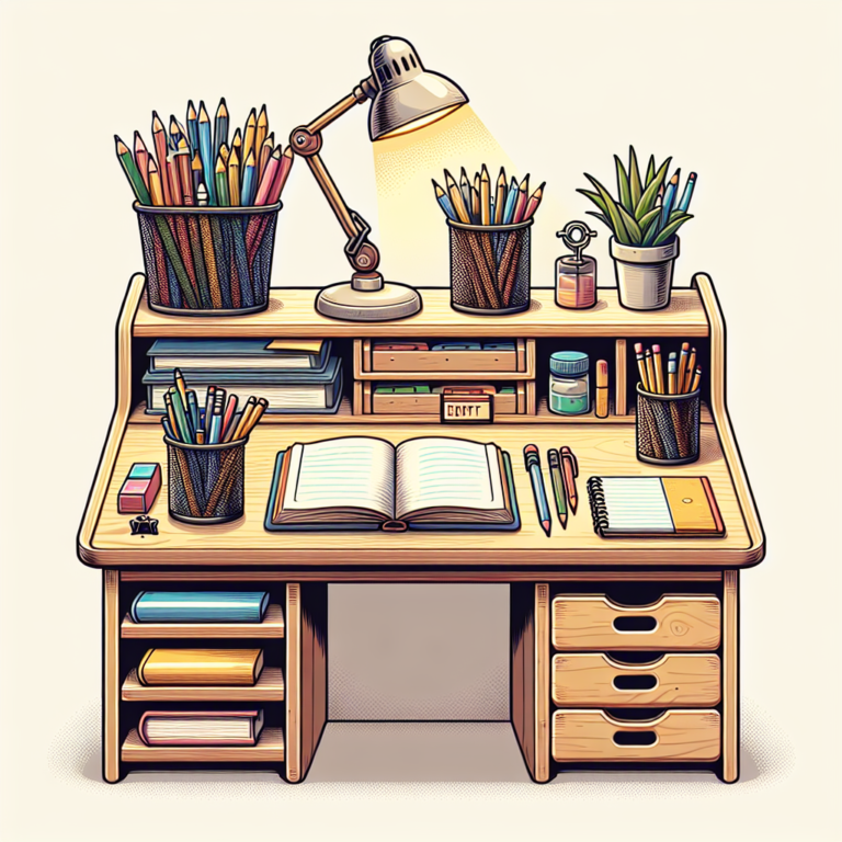 como organizar material escolar na mesa