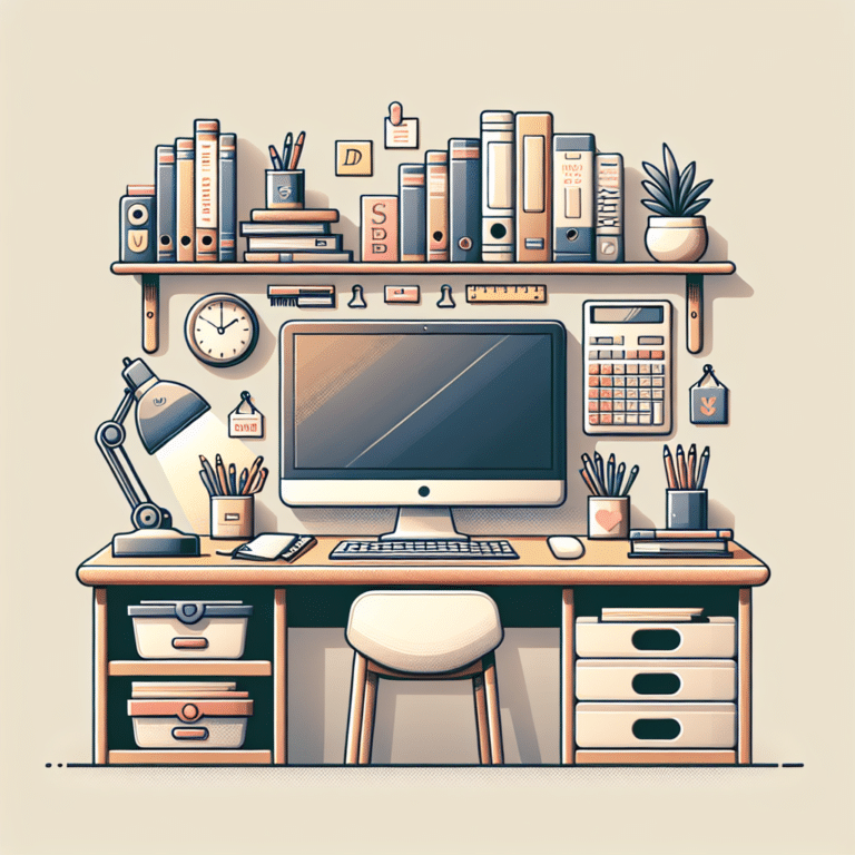 organização de mesa para home office estudantil