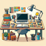 ideias criativas de organização de mesa de estudo