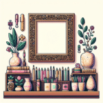 decoração organizada com itens de papelaria